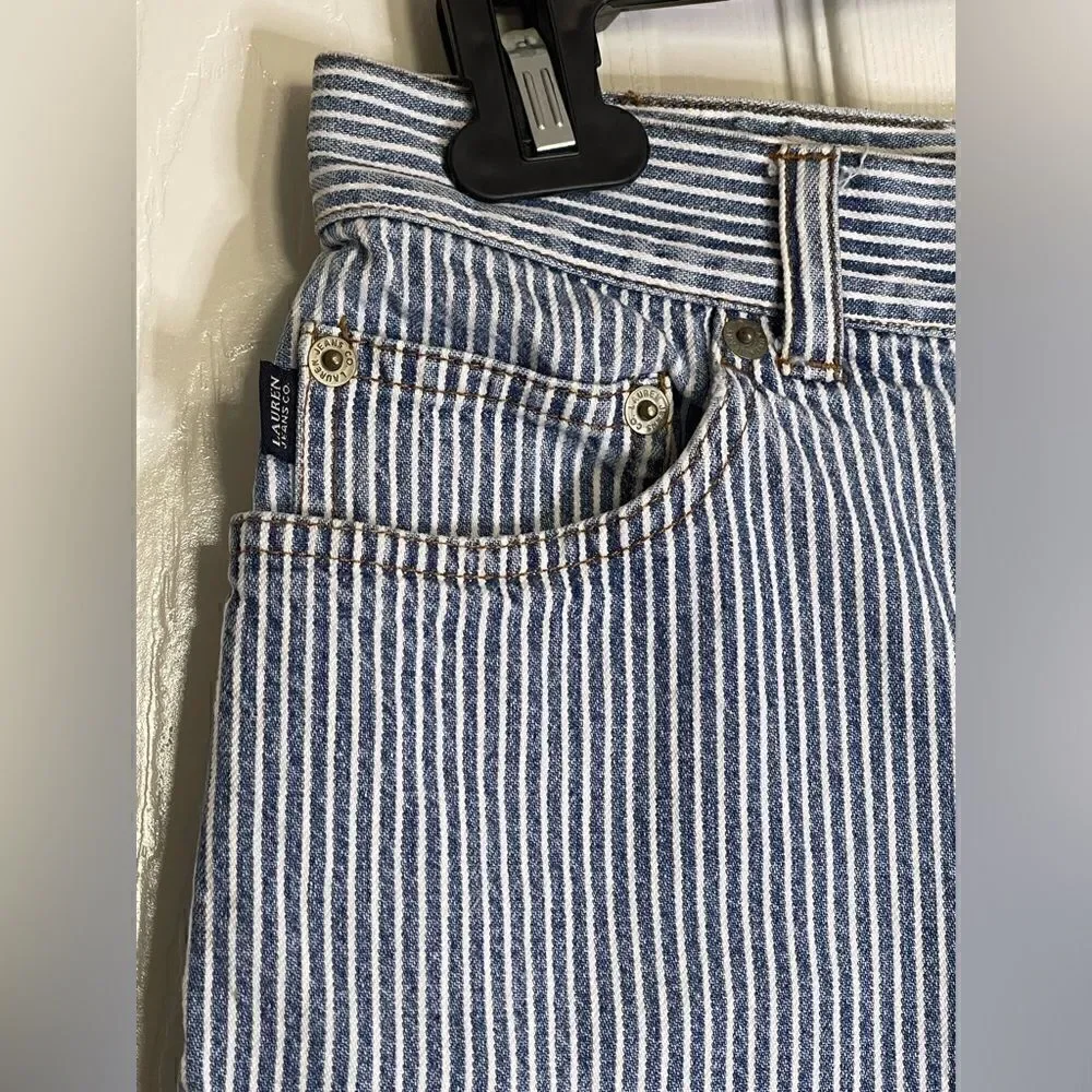 Vintage denim and white striped Lauren jeans co Ralph Lauren petite 8
